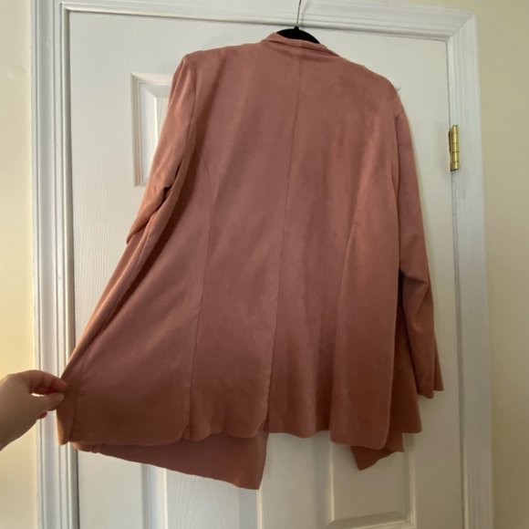 2X Style & Co. Faux-Suede Jacket with Pockets, Dusty Pink, - Picture 2 of 3